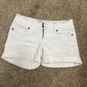 White High Waisted Cuffed Shorts